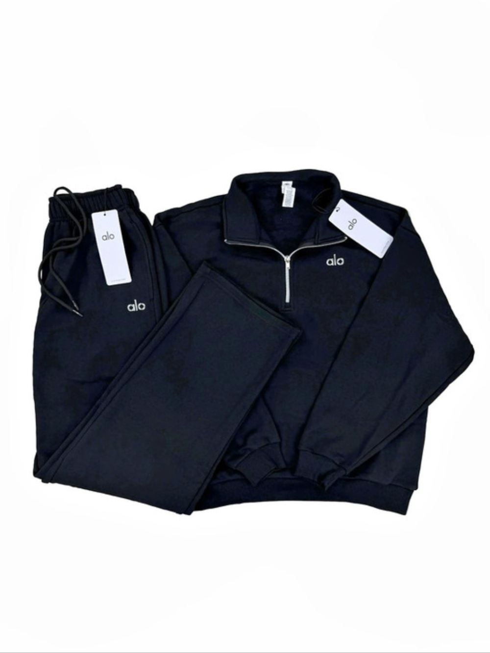 Alo Women's Track Jacket & Jogger Set in Black